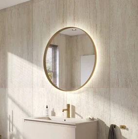 Ben Mimas ronde spiegel met LED verlichting en anti-condens Ø80cm mat goud