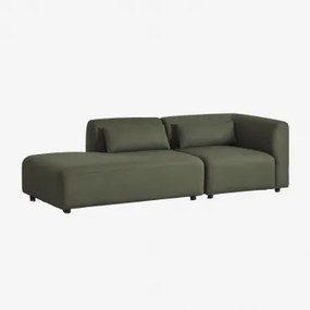 2-delige Modulaire Hoekbank Met Linker Divan Fogler Teddystof Saliegroen - Sklum