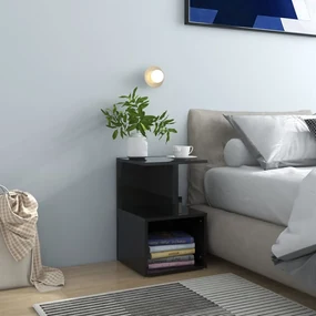 vidaXL Nachtkastjes 2 st 35x35x55 cm spaanplaat hoogglans zwart