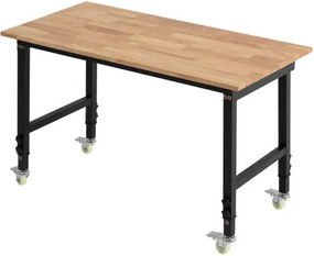 VEVOR Werkbank, 680 kg, Werktafel op wielen, Eikenhouten werkblad 122x60 cm, In hoogte verstelbaar van 725-1075 mm, Werkbank voor garage, werkplaats, thuis en kantoor