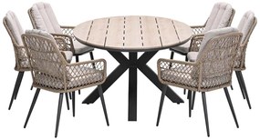 Garden Impressions Kalibo tuinset 7-delig natural - Tulli tuintafel 220x115 cm - light teak vironwood