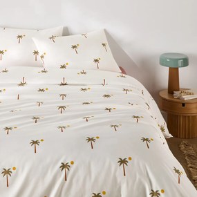 Bedset 30% gerecycled katoen, rechthoekige kussensloop, palmboomprint, PARADELA