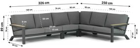 Hoek loungeset 5 personen Aluminium Grijs  4 Seasons Outdoor Capitol