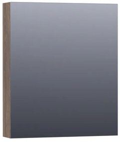 Saniclass Dual Spiegelkast - 60x70x15cm - 1 rechtsdraaiende spiegeldeur - MFC - burned bark 7273