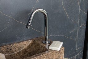 Saniclear Dark Emperador fonteinset met gebogen kraan in chroom