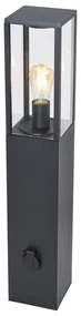 Moderne staande buitenlamp zwart 80cm met stopcontact IP44 - Charlois Modern E27 IP44 Buitenverlichting