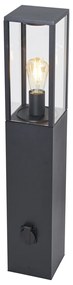 Moderne staande buitenlamp zwart 80cm met stopcontact IP44 - Charlois Modern E27 IP44 Buitenverlichting