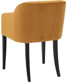 Goossens Eetkamerstoel Peda geel stof met armleuning, elegant chic
