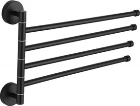 Mexen viervoudige draaibare handdoekhouder, zwart - 7039244-70