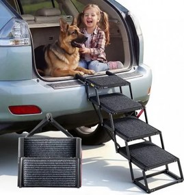 VEVOR Opvouwbare 4-treden hondenhelling voor auto's, extra brede hondenhelling voor grote honden met zacht vilt, draagbaar hulpmiddel voor toegang tot auto's, SUV's, vrachtwagens, hoogslapers, banken, draagvermogen tot 90 kg