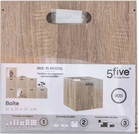 5Five Opbergmand Vakkenkast - Houteffect Naturel - 31x31x31 cm - 29 Liter