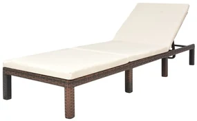 vidaXL Ligbed met kussen poly rattan bruin