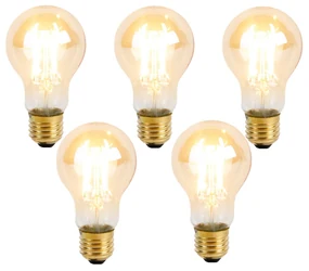 Set van 5 E27 3-staps dimbare LED lamp A60 goldline 5W 530 lm 2200K