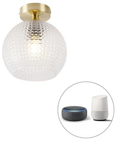 Smart Art Deco plafondlamp met dimmer messing incl. Wifi A60 - Sphere Art Deco E27 rond Binnenverlichting Lamp