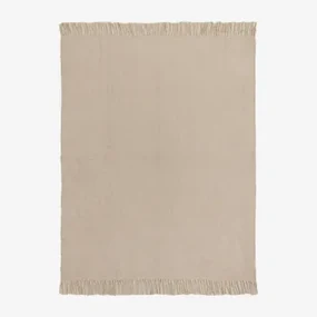 Chenille Tirset Geruite Deken Beige – Linnen - Sklum