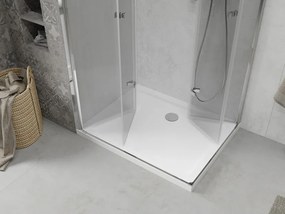 Mexen Lima Duo inklapbare douchecabine 80 x 70 cm, transparant, chroom + Flat douchebak - 856-080-070-01-02-4010