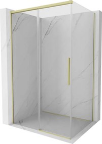 Mexen Rox schuifbare douchecabine 100 x 80 cm, transparant, geborsteld goud - 8C2-100-080-55-00