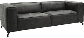 Goossens Bank Calvin grijs, micro leer, 3,5-zits, modern design