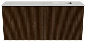 Mondiaz Joya DLux 90cm toiletmeubel walnut met wastafel faye rechts zonder kraangat opalo