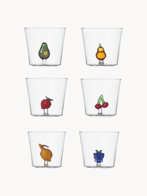 Handgemaakte waterglazen Fruits & Flowers, 6 stuks