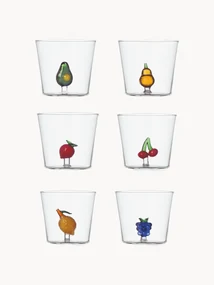 Handgemaakte waterglazen Fruits & Flowers, 6 stuks