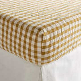 Hoeslaken katoen seersucker 30cm Cottage absinthe