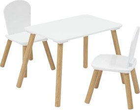 Atmosphera Kids Set– Rechthoekige Tafel + 2 Stoelen – Wit – 58x38x43 cm – Kinderkamer/Speelruimte
