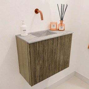 Mondiaz Joya DLux 50cm toiletmeubel dusk met wastafel faye links zonder kraangat glace