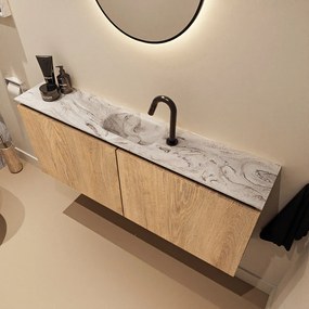 Mondiaz Ture DLux toiletmeubel 120cm washed oak met wastafel glace midden met kraangat