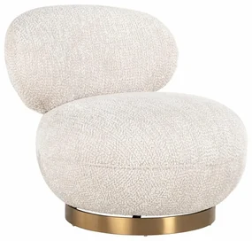 Richmond Interiors Jace Ronde Fauteuil Creme Met Goud Draaibaar