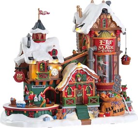 Lemax - 'Elf Made Toy Factory' - Verlicht gebouw met animatie & muziek/geluid - Inclusief adapter