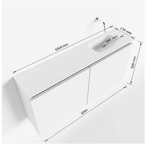 Mondiaz Ture 100cm toiletmeubel army met wastafel talc rechts 1 kraangat