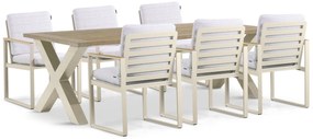 Tuinset 6 personen 240 cm Aluminium/teak Taupe Lifestyle Garden Furniture Faro/Cardiff