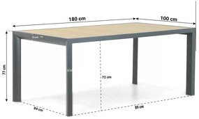 Tuinset 4 personen 180 cm Aluminium/textileen Grijs Domani Furniture Carino/Borello