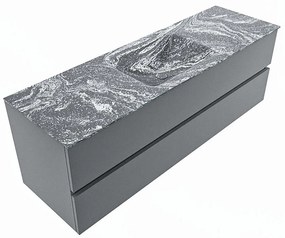 Mondiaz Vica DLux badmeubel 150cm plata 2 lades met wastafel lava midden zonder kraangat