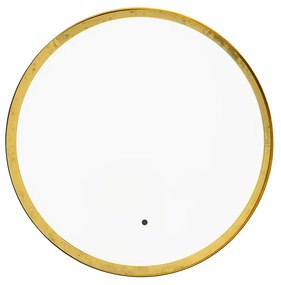 Badkamerspiegel zwart met goud incl. LED en touch dimmer - Pim