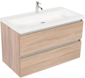Saqu Gaia voorgemonteerd badmeubel met aluminium greeplijst incl. wastafel 100,5x51,5cm bardolino eiken