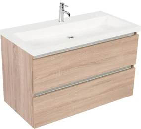 Saqu Gaia voorgemonteerd badmeubel met aluminium greeplijst incl. wastafel 100,5x51,5cm bardolino eiken