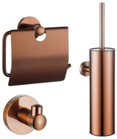 Fortifura Calvi Toiletset - toiletborstelhouder - gesloten - handdoekhaak - toiletrolhouder - met klep - geborsteld RVS SW1183145/SW1111542/SW639927