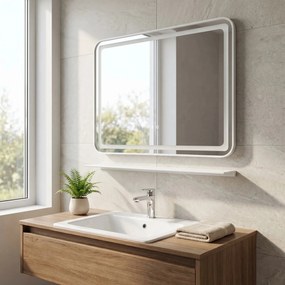 LED wandspiegel met plank 80x60 cm L-8060