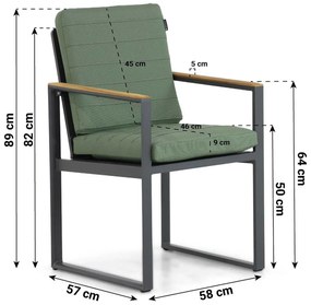 Tuinstoel Aluminium/Teak Grijs-antraciet Lifestyle Garden Furniture Faro