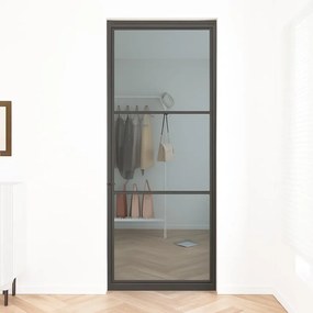 Stalen taatsdeur - Loft zwart - 3 vaks rook glas - 83 x 211,5 cm