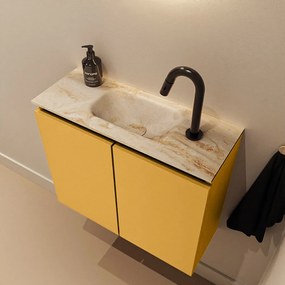 Mondiaz Ture DLux toiletmeubel 60cm ocher met wastafel frappe midden met kraangat