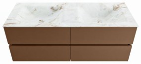 Mondiaz Vica DLux badmeubel 130cm rust 4 lades met wastafel frappe dubbel zonder kraangat