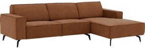Goossens Hoekbank Hercules bruin, microvezel, 3-zits, modern design met chaise longue rechts
