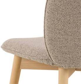 Eetkamerstoel Met Houten Poten Beige Boucle