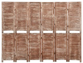 vidaXL Kamerscherm 6 panelen 210x165 cm massief paulowniahout bruin