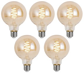 Set van 5 Smart E27 dimbare LED lampen G95 amber 4.9W 320 lm 2500K Zigbee