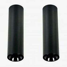 Set Van 2 Ronde Led-opbouwplafondlampen Ø4 Cm In Aluminium Luisiana Warm Wit 2700k & Zwart & 3 W & 38º - Sklum