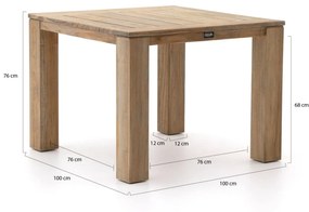 Forza Barolo/ROUGH-X 100cm dining tuinset 5-delig
